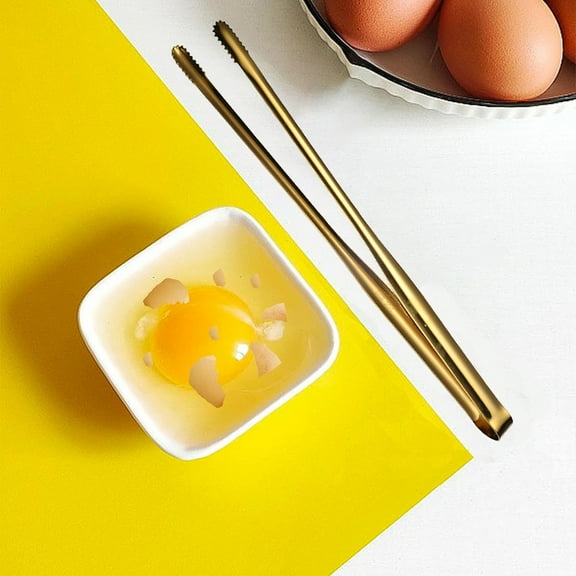 Egg Chalaza Removal Tool, Broken Eggshell Removal Tong, Eggshell Fragment Removal Utensil, Ice Tong, Sugar Tong, Egg Chalaza Membrane Remover, Essentil Kitchen Gadget for Chefs and Bakers Gold 3