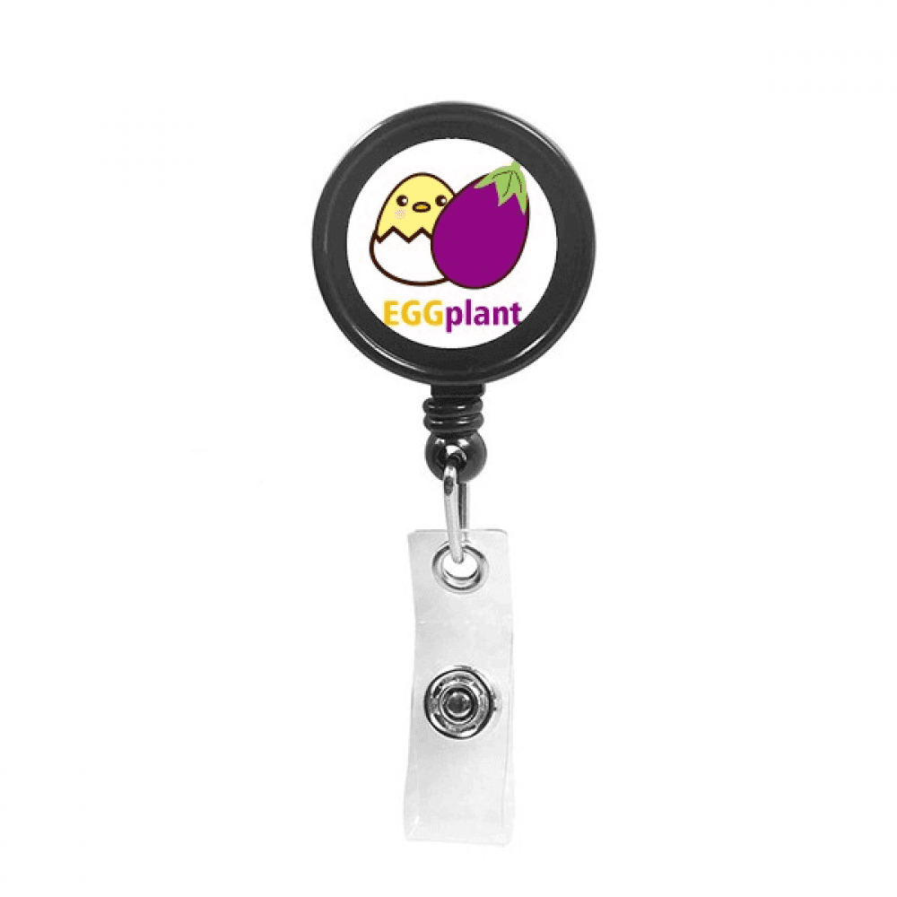 Egg Chicken Eggplant Silar Retractable Keychain Badge Holder ID Badge