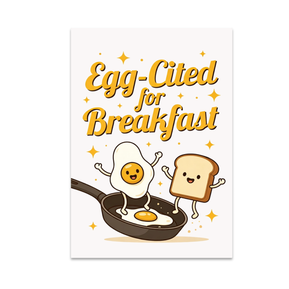 Egg-Cited for Breakfast Wall Art - Breakfast Lovers - 13x19 Poster Print