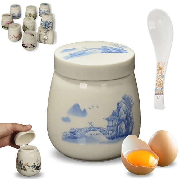 Egg Coddlers Sets with Lids, 220ml Ceramic Egg Coddler Cups