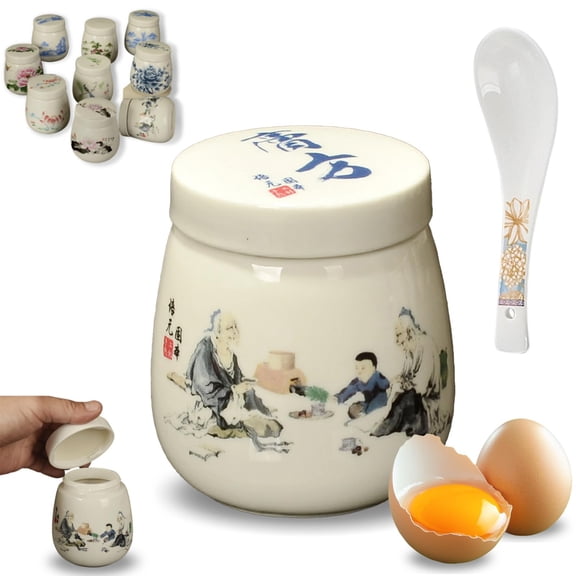 Egg Coddlers Sets with Lids, 220ml Ceramic Egg Coddler Cups