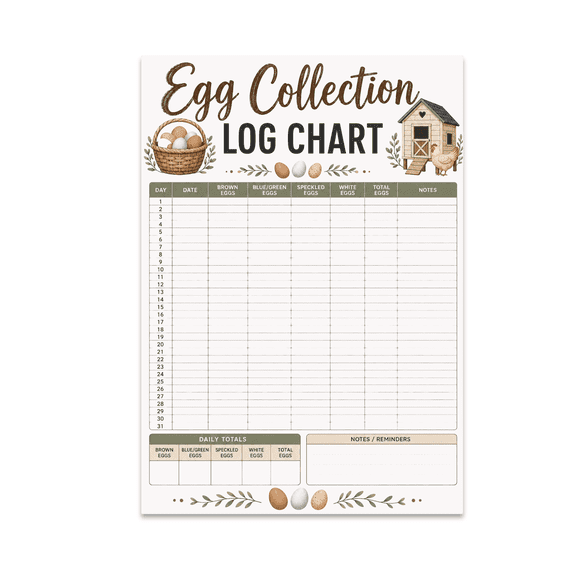 Egg Collection Log Chart - Chicken Enthusiast - 13x19 Poster Print