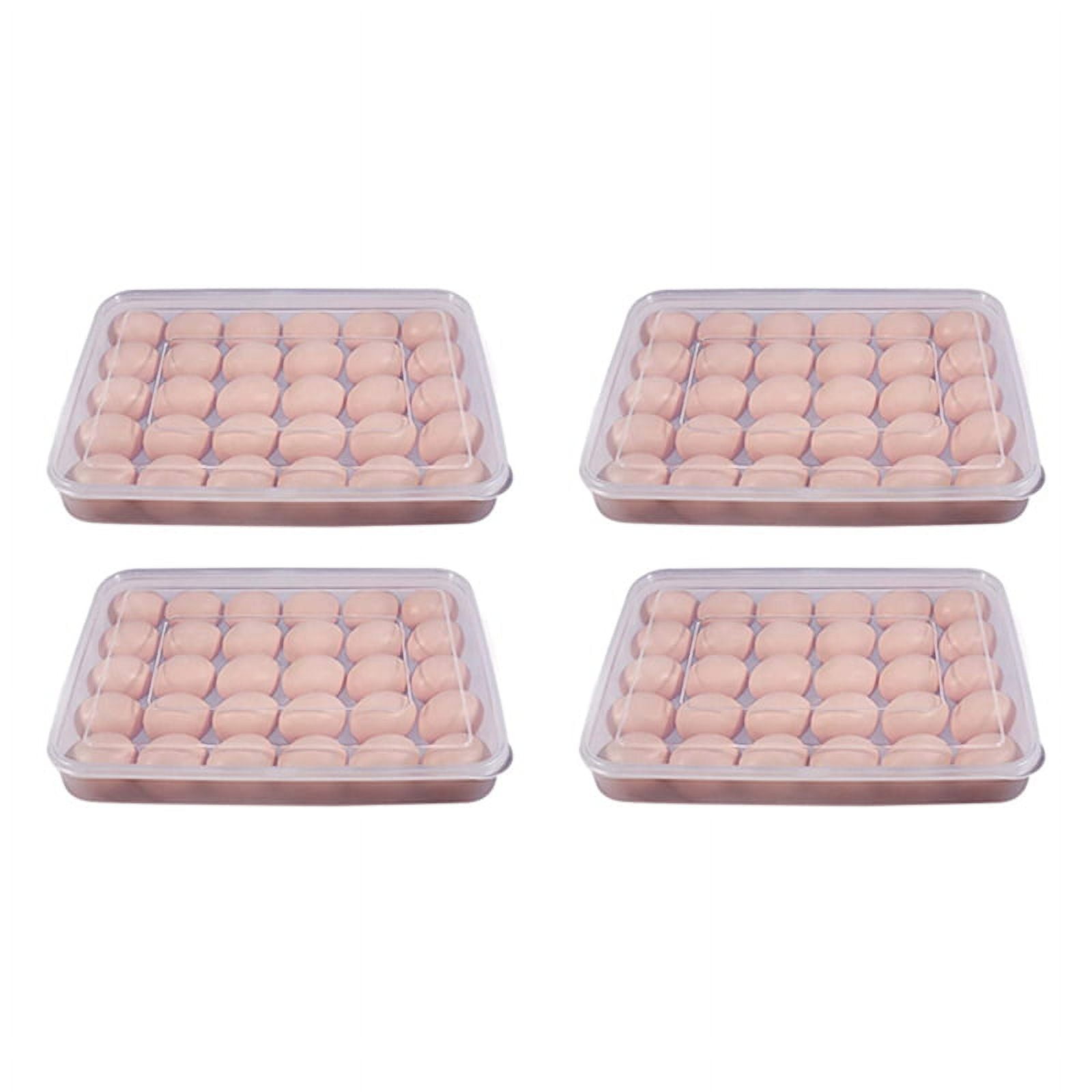 Egg Container, Refrigerator Deviled Egg Tray Carrier with Lid for 60