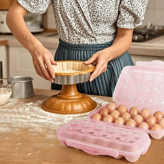 Egg Container for Refrigerator,Reusable Egg Carton with Lid, 18-Grid Stackable Fridge Egg Holder Tray for Kitchen, Restaurant & Camping Storage Happy 2026!