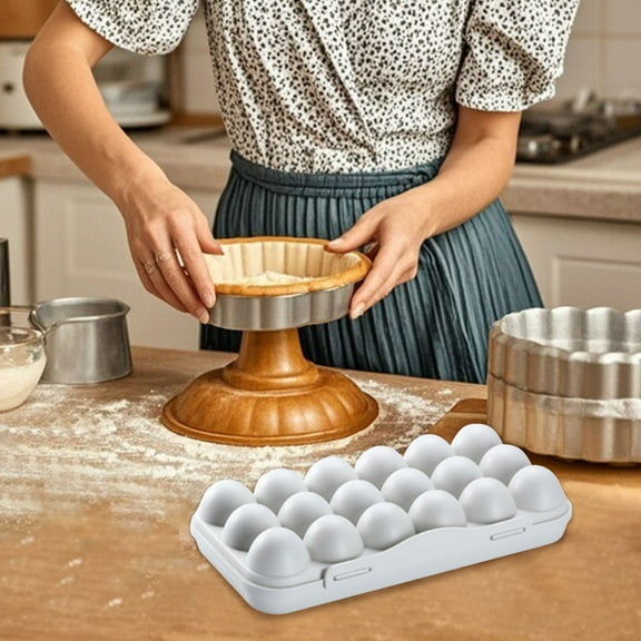 Egg Container For Refrigerator,Reusable Plastic Egg Carton with Lid, 18-Grid Stackable Fridge Egg Holder Tray for Kitchen, Restaurant & Camping Storage