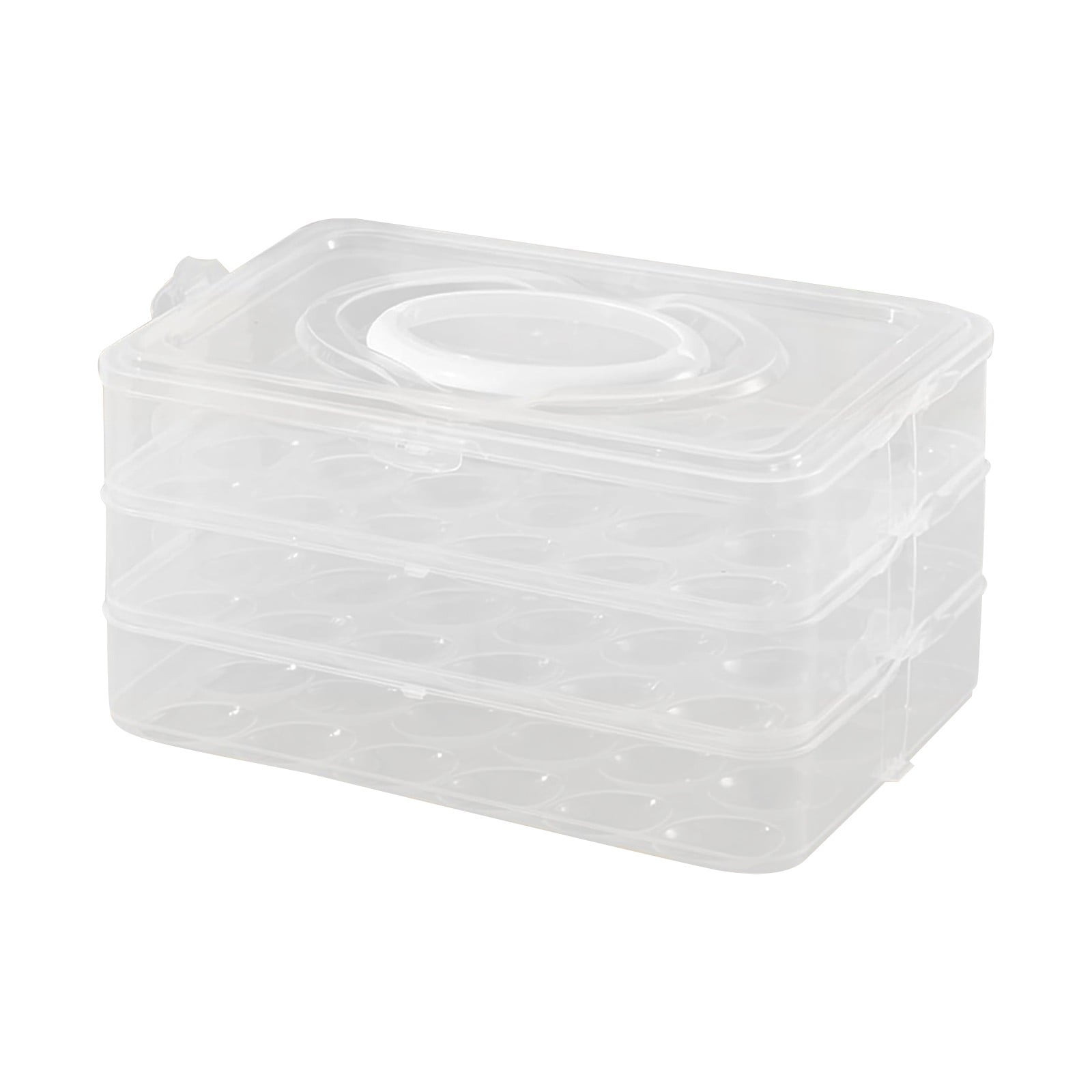 Egg Containers With Lid, PET Clear Deviled Egg Platter With Handle, Fridge Stackable Storage Deviled Eggs Tray Carrier, For Camping, Easter, Christmas Thanksgiving(1/2/3 Layer)