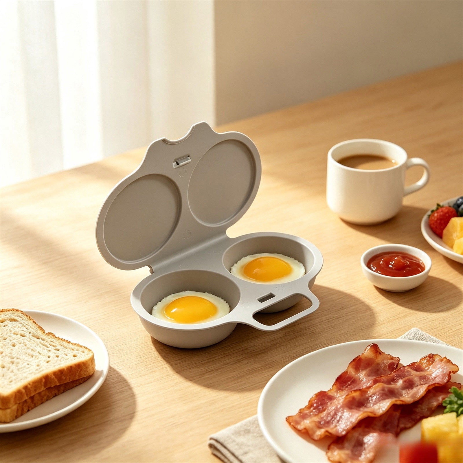 Egg Cooker 6.3x4.7 Inch 2 Cavity Plastic Microwave Egg Poacher Quick ...