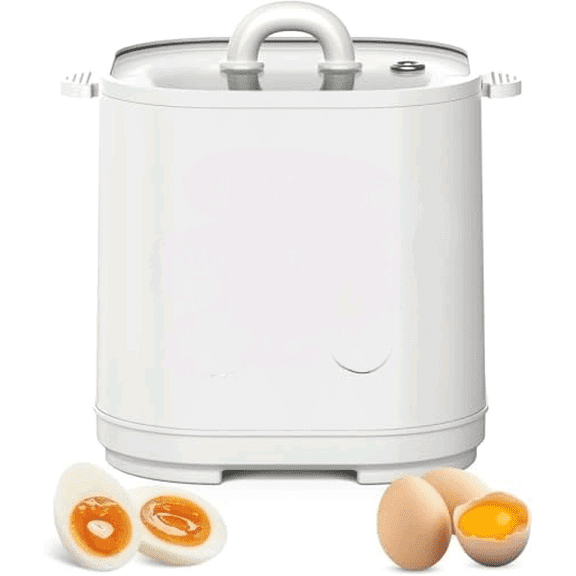 Egg Cooker, 6-in-1 Electric Rapid Egg Poacher for Hard Boiled Eggs, Yogurt, Custard, 12H Delay Start & Auto Off, Portable Breakfast Maker with Stainless Steel Bowl, 4 Eggs