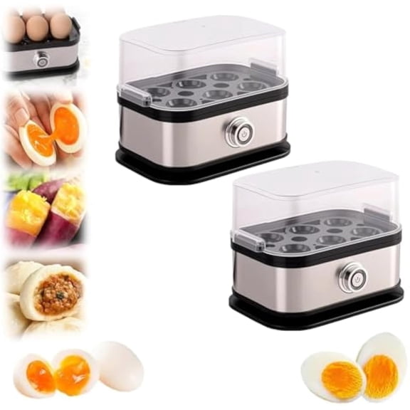 Egg Cooker,Multi-functional Sunny Side up Maker, Deluxe Rapid Egg Cooker 6 Egg Capacity, Stainless Steel Electric Eggs Poacher for Soft, Medium, Hard Boiled