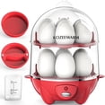 thumbnail image 1 of Egg Cooker - Rapid 2-Layer 14 Eggs Boiler with Auto Shut-off, Poacher & Omelette Maker, Easy Clean Stainless Steel Heating Plate for Soft, Medium, Hard Boiled Eggs - Red, 1 of 9