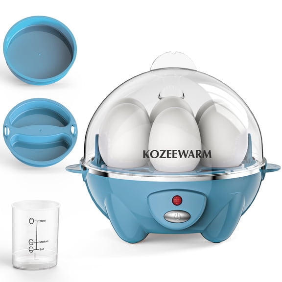 Egg Cooker - Rapid 7 Eggs Boiler with Auto Shut-off, Poacher & Omelette Maker, Easy Clean Stainless Steel Heating Plate for Soft, Medium, Hard Boiled Eggs - Blue