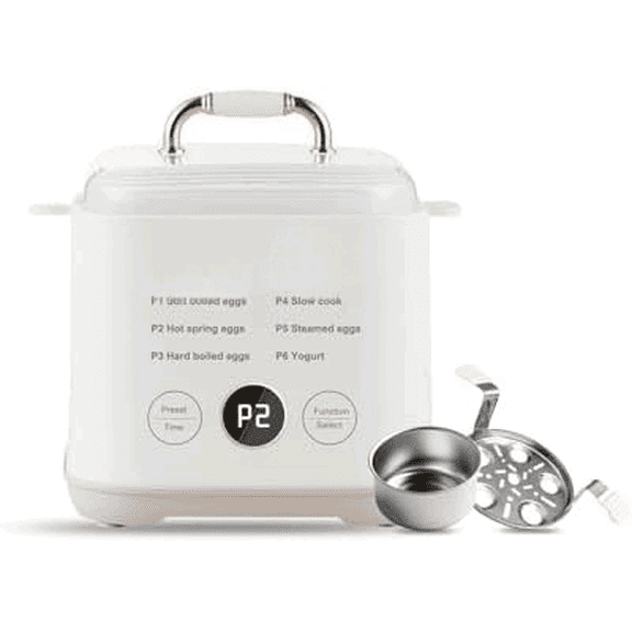 Egg Cooker for Soft, Medium & Hard Boiled Eggs, 5-Egg Capacity Hard Boiled Egg Cooker & Egg Boiler with 24-Hour Delay Timer, Egg Steamer, Stainless Steel Rack, BPA-Free, Auto Shut-Off