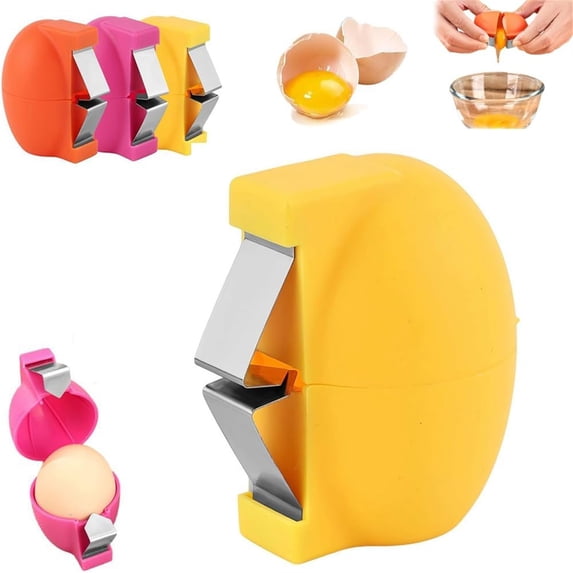 Egg Cracker Tool, Quick Egg Shell Opener, Portable Egg Breaking Separator, Stainless Steel Blade Egg Cutter Gadget, Easy‑Grip Kitchen Egg Shell Remover, Compact Egg Opening Accessory for Baking