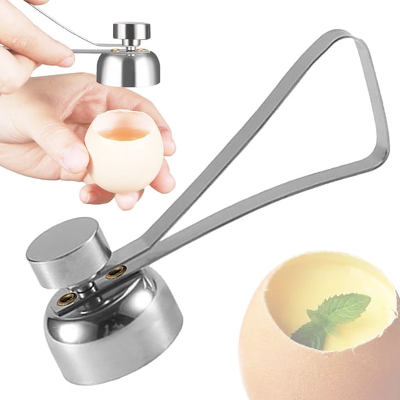 Egg Cracker Topper Cutter, Stainless Steel Egg Opener Egg Shell Remover Poached Egg Separator Egg Whacker Egg Hammer Touch for Raw/Soft/Hard Boiled Egg, Cutter Diameter 1.38 in(A)