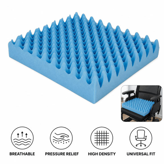 Egg Crate Foam Seat, Cushion Convoluted Foam Chair Pad for Office Chair Wheelchair Recliner Car 19x19x3 Inch