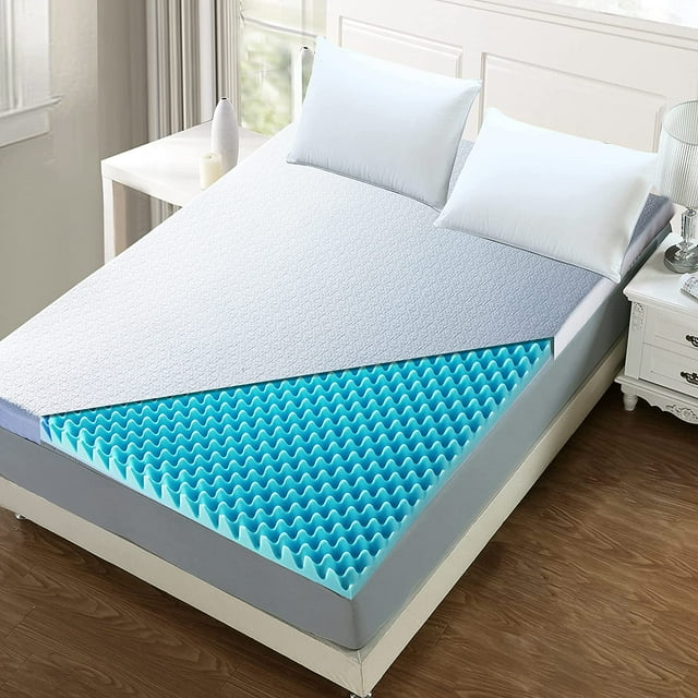 Egg Crate Mattress Topper Queen 2 Inch Cooling Gel Memory Foam with