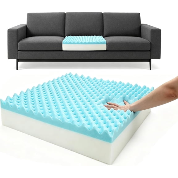 Egg Crate Memory Foam Couch Cushion Replacement for Sofa 24"x27"x6" | Dual-Layer Sofa Cushions Replacement, High Density 30D Upholstery Foam Replacement, Cuttable, Breathable