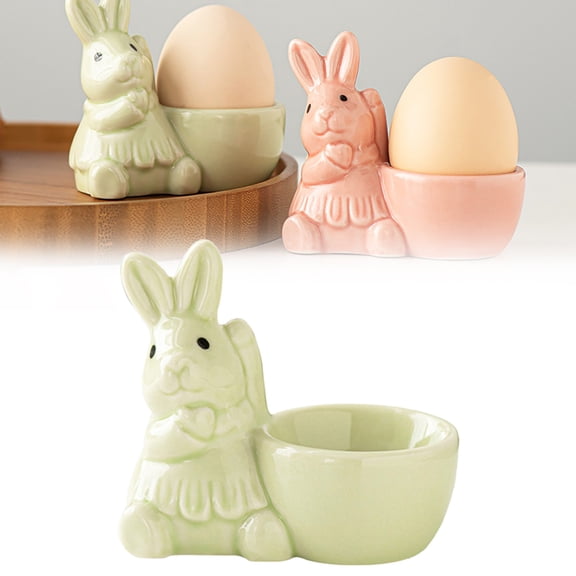Egg Cups for Soft Boiled Eggs, Easter Egg Holder Soft Boiled Egg Cups Creative Egg Display Stand Ceramic Rabbit Bunny Egg Cup Holder for Home Decor Kitchen Utensils Easter Bunny Egg Stand Decoration