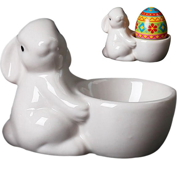 Egg Cups for Soft Boiled Eggs, Easter Egg Holder Soft Boiled Egg Cups Creative Egg Display Stand Ceramic Rabbit Bunny Egg Cup Holder for Home Decor Kitchen Utensils Easter Bunny Egg Stand Decoration