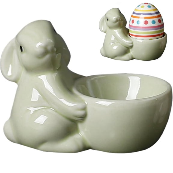 Egg Cups for Soft Boiled Eggs, Easter Egg Holder Soft Boiled Egg Cups Creative Egg Display Stand Ceramic Rabbit Bunny Egg Cup Holder for Home Decor Kitchen Utensils Easter Bunny Egg Stand Decoration