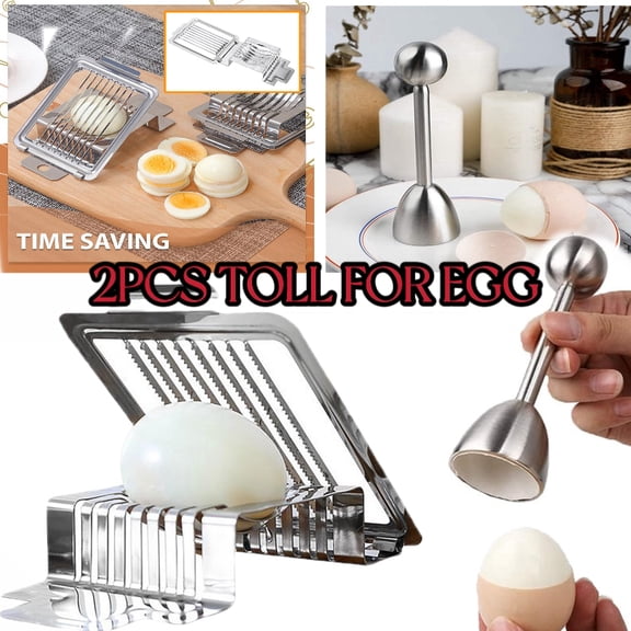 Egg Cutter Tool Set of 2Eggshell Opener And Egg Slicer For Boiled Eggs,Stainless Kitchen Tools For Egg Cooking
