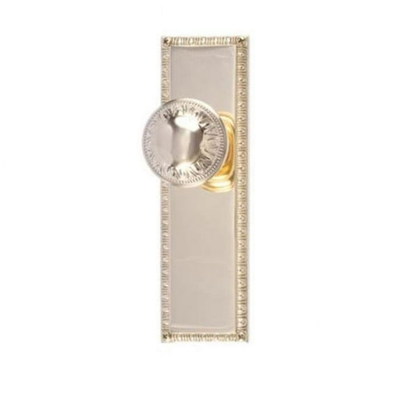 Egg & Dart 8.38 in. Dummy Door Knob Set with Passage 2.38 in. Backset - Polished Brass Finish