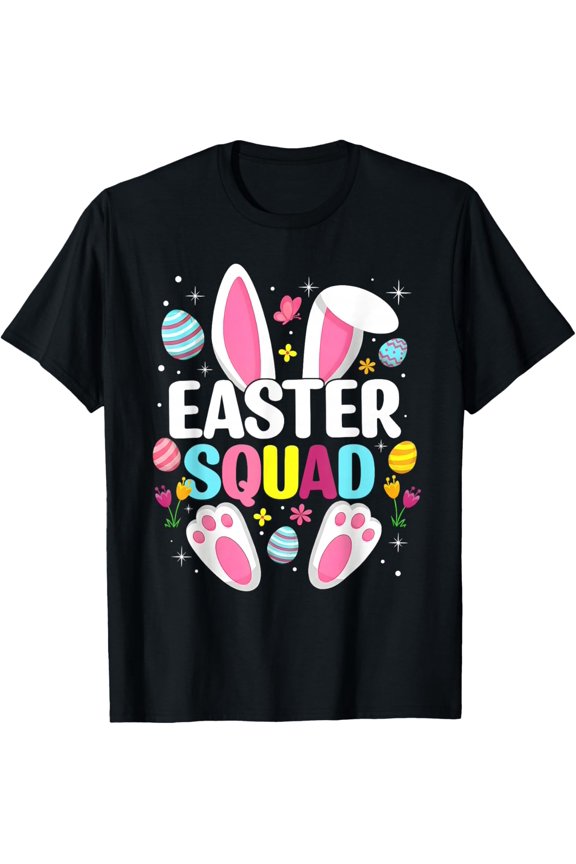 Egg Day Squad Family Matching Bunny Egg Hunt Group Shirt BLACK Unisex S-5XL