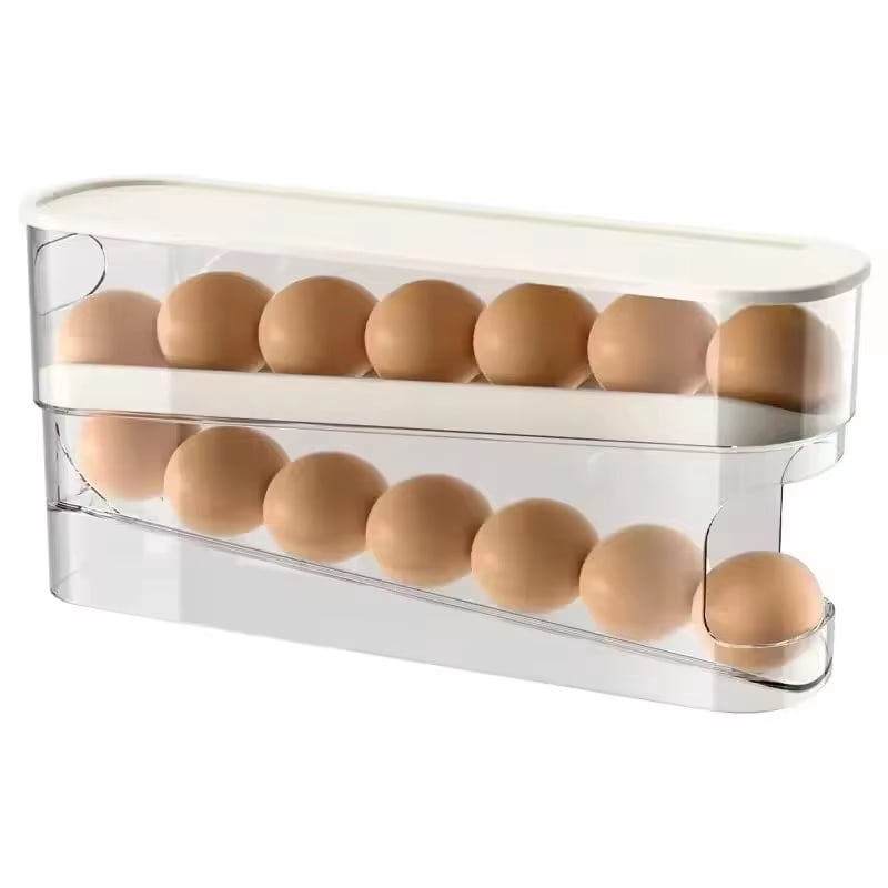 Egg Dispenser, Suitable for Refrigerator, Kitchen Storage Organizer, Countertop, Transparent Double Layer Egg Dispenser Holder