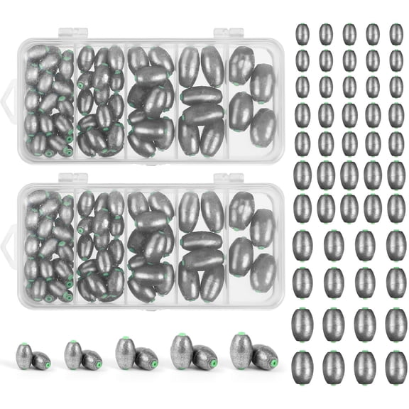 Egg Fishing Sinker Kit 1/10oz, 3/16 oz, 3/8 oz, 1/2 oz, 3/4 oz, 140 Count Drop Shot Casting Tackle