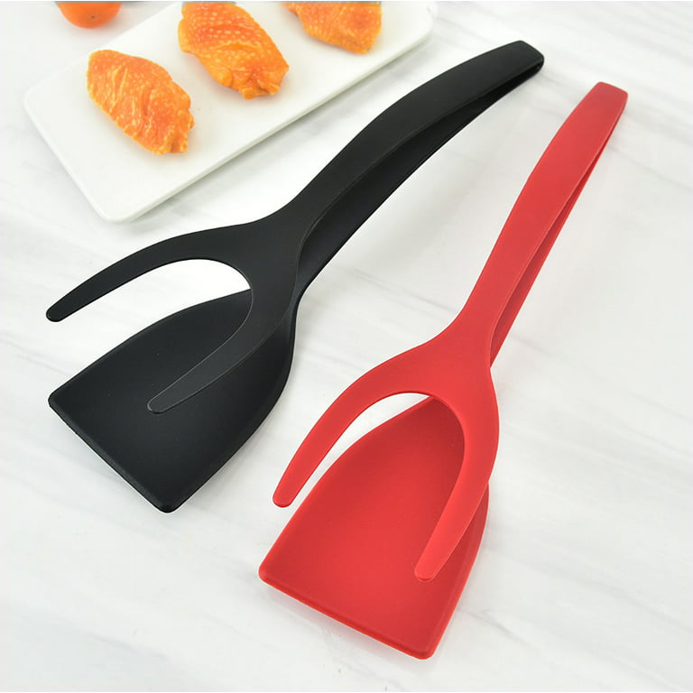 DOITOOL Egg Flipper Spatula Silicone Egg Tong 2 in 1 Grip and Flip Spatula  Pancake French Toast Omelet Making for Home Kitchen Cooking Tool (Red)