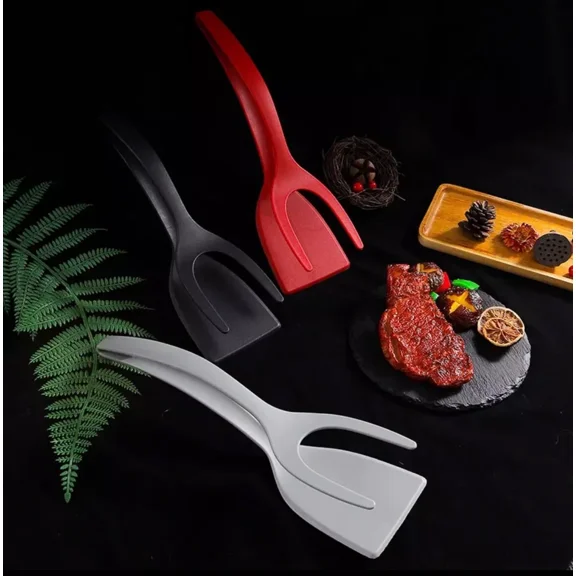 Egg Flipper Spatula Tongs (Set Of 3 Pcs-Red,Black & Blue)