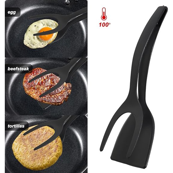 Egg Flipper spatula and 304 Stainless Steel fish Spatula, 2 in 1 Grip and Flip Spatula Tongs, Egg Spatula Flipper Tong for Cooking, fish spatulas for nonstick cookware with Multipurpose BBQ(Set of 2)