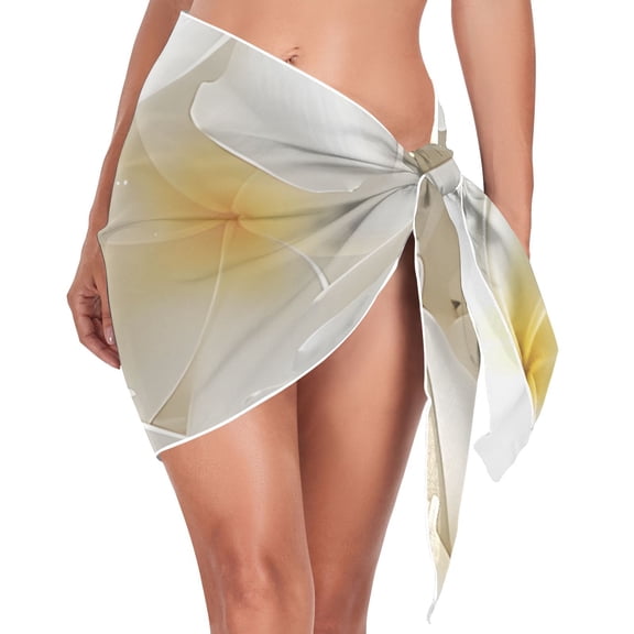 Egg Flowers Women Coverups Beach Cover Up Chiffon Swimsuit Bikini Wrap Short Skirt Beach Slit Tie Waist