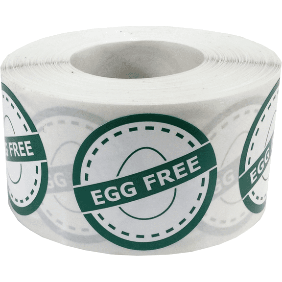 Egg Free Food Rotation Labels 1 1/4 Inch Round Circle Dots 500 Adhesive Stickers