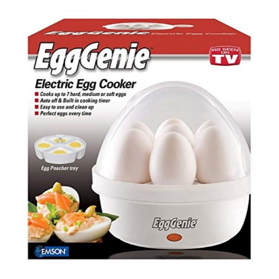 Egg Genie by Big Boss, The Original Rapid Egg Cooker: 7 Egg Capacity Electric Egg Cooker for Hard Boiled Eggs, with Time & Auto Shut Off Feature As Seen on TV