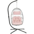 thumbnail image 1 of Egg Hanging Chair with Stand, Patio Wicker Pink Swing Chair Hammock Egg Chairs with UV Resistant Cushion for Indoor Bedroom Outdoor Garden Backyard, 1 of 10