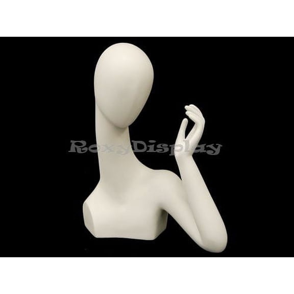 Egg Head White Female Mannequin Head, with 1 hand #MD-SHAND1