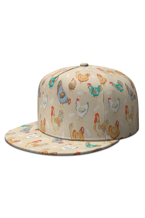 Egg & Hen Full Panel Flat Brim Snapback Hat - Adjustable Baseball Cap for Streetwear and Casual Wear