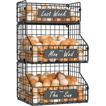 Egg Holder Countertop with Nameplate to Separate Eggs, 3 Tier Stackable Wire Storage Baskets for Gathering Fresh Eggs, Large Egg Rack for Countertop/Wall-Mounted, Medium (Patent Pending)