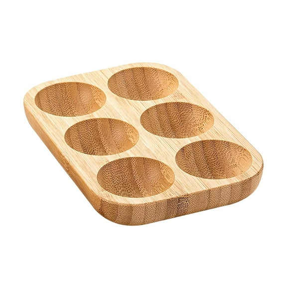 Egg Holder Egg Storage Tray 6 Grid Wooden Double Row Egg Organizer Rack Egg Container for Pantry Cabinet Tabletop Restaurant Supermarket