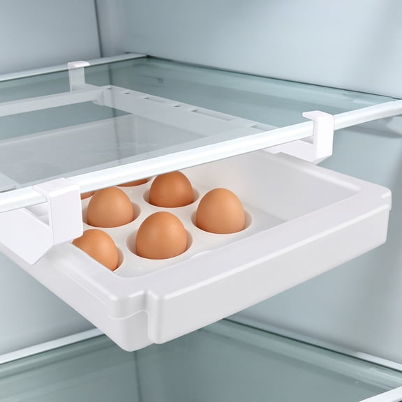 Egg Holder for Fridge, 1PCS Egg Holder Tray Egg Organizer for Fefrigerator, Pull-Out Refrigerator Organizer Bins, Clear Plastic Container Drawer for Egg, Kitchen Container