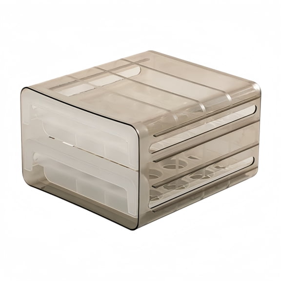 Egg Holder for Fridge, 2 Tiers Stackable 32 Eggs Organizer Drawer for Refrigerator, Space Saving Egg Container, Clear Plastic Egg Tray for Kitchen Storage, Khaki
