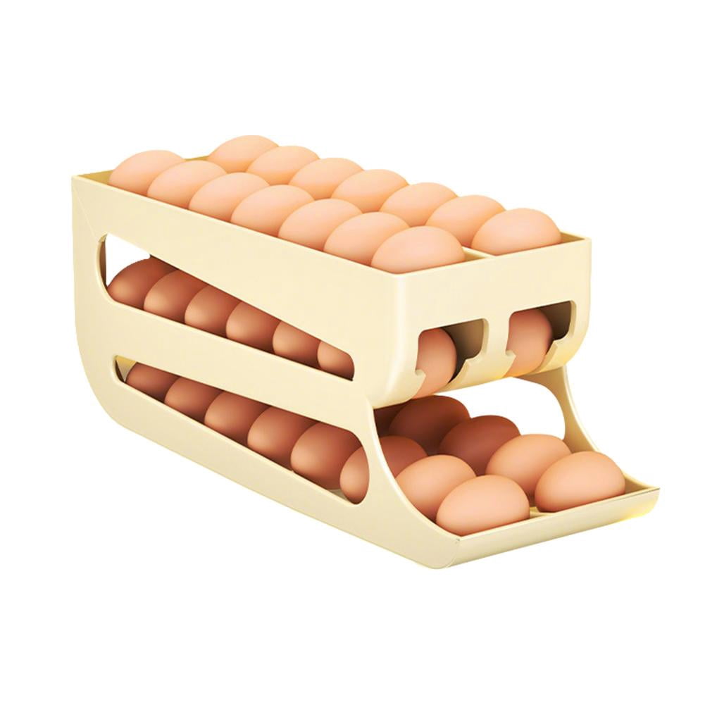 Egg Holder for Fridge, 3 Tiers Space-saving Egg Container, Automatic Rolling Eggs Dispenser for Refrigerator, Countertop, Kitchen, Space-Saving Dispenser Holder,Fridge Eggs Rack
