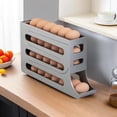 thumbnail image 1 of Egg Holder for Fridge - 4 Tiers Auto Rolling Fridge Egg Organizer, Space-Saving Egg Dispenser Tray, 30 Eggs Fridge Egg Rack Large Capacity Egg Dispenser for Refrigerator (Beige), 1 of 5