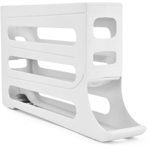 Egg Holder for Fridge - 4 Tiers Egg Container Dispenser Organizer Rack Tray for Refrigerator - Auto-Rolling & Space-Saving Design - 30 Eggs Capacity Storage Box(White)