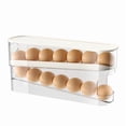 thumbnail image 1 of Egg Holder for Fridge, Automatic Rolling Egg Dispenser for Refrigerator, Countertop, Kitchen - Space-saving Egg Roller/Organizer/Storage/Container/Tray for Fridge - 1 Pack for 18 Large Size Eggs, 1 of 8