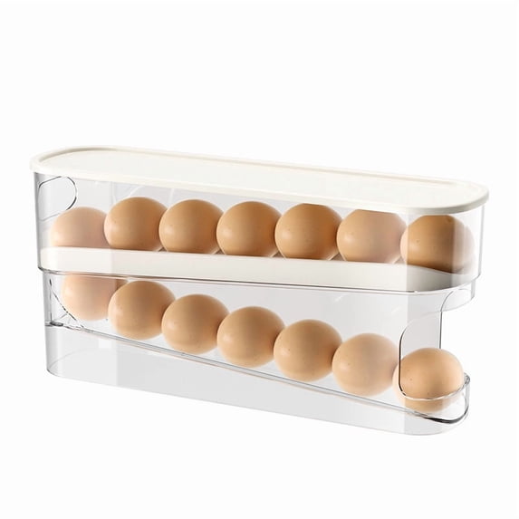 Egg Holder for Fridge, Automatic Rolling Egg Dispenser for Refrigerator, Countertop, Kitchen - Space-saving Egg Roller/Organizer/Storage/Container/Tray for Fridge - 1 Pack for 18 Large Size Eggs