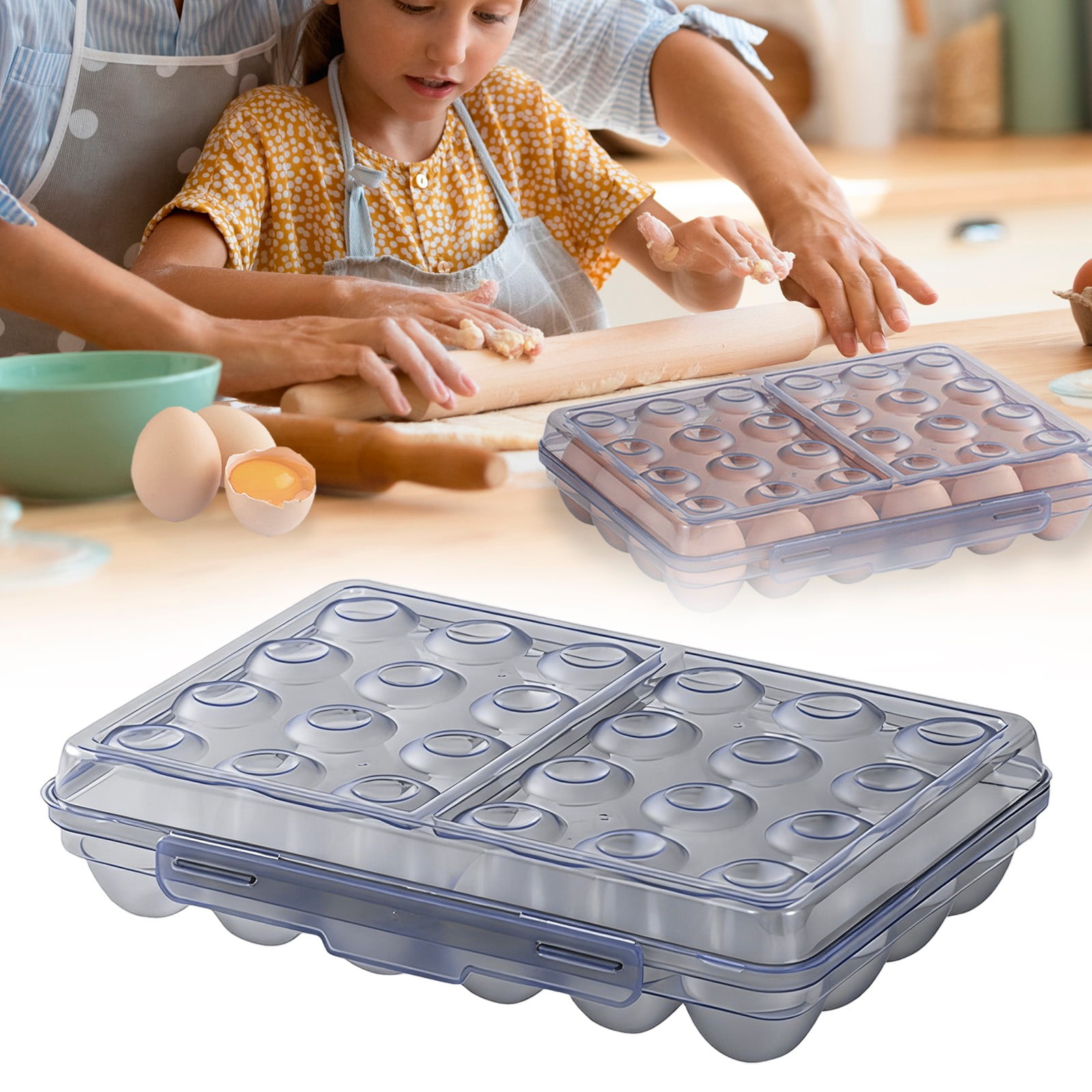 Egg Holder, Large Capacity Clear Egg Storage Box with Lid, Egg Container for Refrigerator, Jumbo 24-Capacity Egg Storage Box,Plastic Egg Storage Container, Egg Organizer for Protect and Keep Fresh