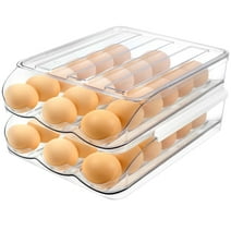 Egg Holder with Lid, 2 Stackable Egg Organizer for Refrigerator, 36 Egg Holder for Refrigerator, Clear Plastic Egg Holder for Fridge Table Cabinets Kitchen Large Capacity