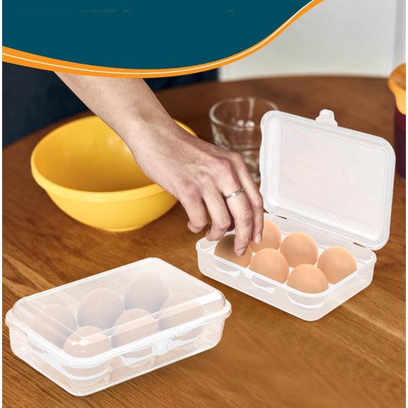 Egg Holder, Plastic Egg Container for Camping Picnic Travel Outdoor Refrigerator Kitchen, Protective Storage Case, Clear White